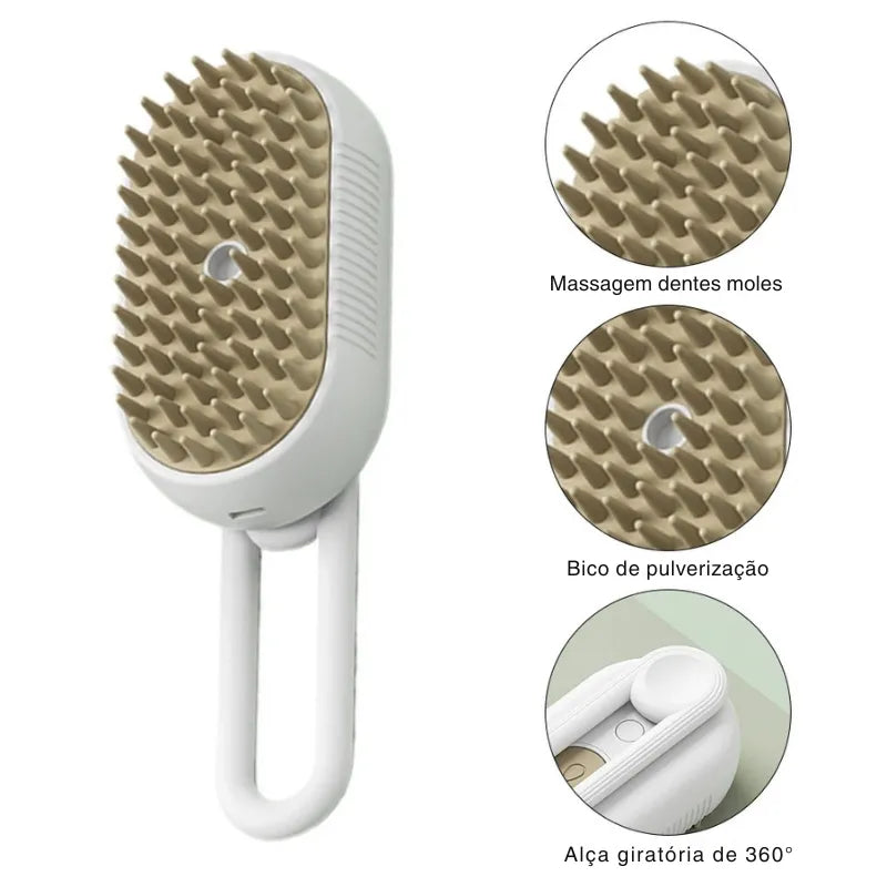 Escova Elétrica a Vapor 3 em 1 para Gatos - Peludinhos Zen